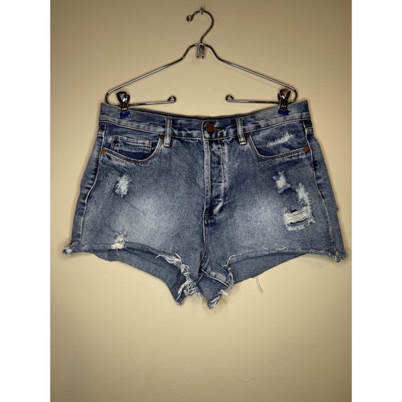 Blank NYC Pants - BlankNYC Distressed Denim Shorts Raw Hem Light Wash Size 30